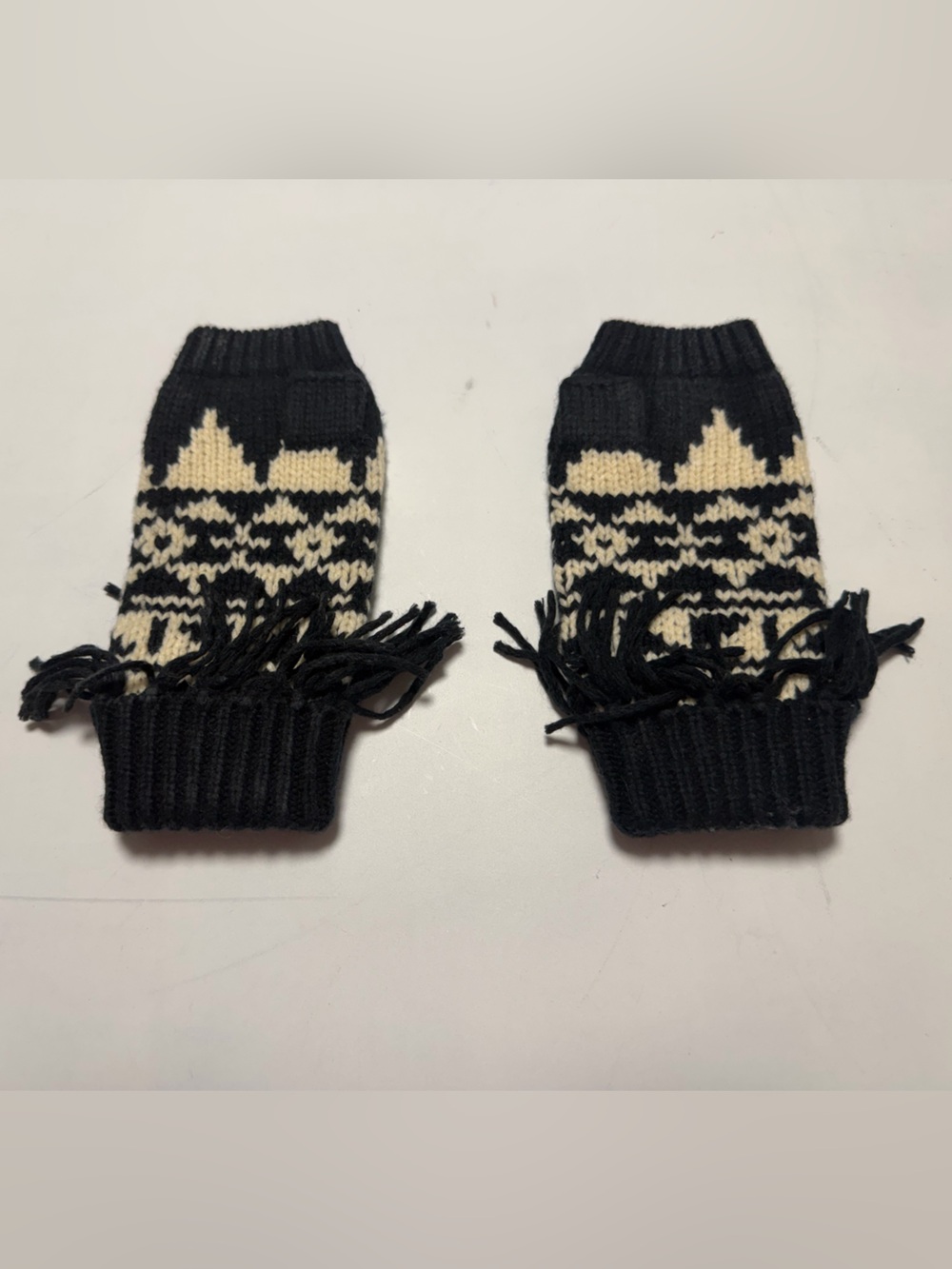 Polo Ralph Lauren black & cream wool blend mittens